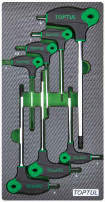 Набор шестигранных отверток с L-образной ручкой 2-8 мм, 7 пр, в мягком ложементе TOPTUL  GEA0712 Набор шестигранных отверток с L-образной ручкой 2-8 мм, 7 пр, в мягком ложементе TOPTUL  GEA0712